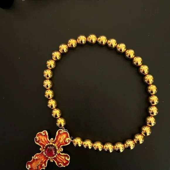 Christian Lacroix Vintage Brooch Pendant w Cabochon Center necklaces included - Picture 3 of 8